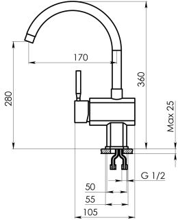 Смеситель Granula для кухни ST-31 черный